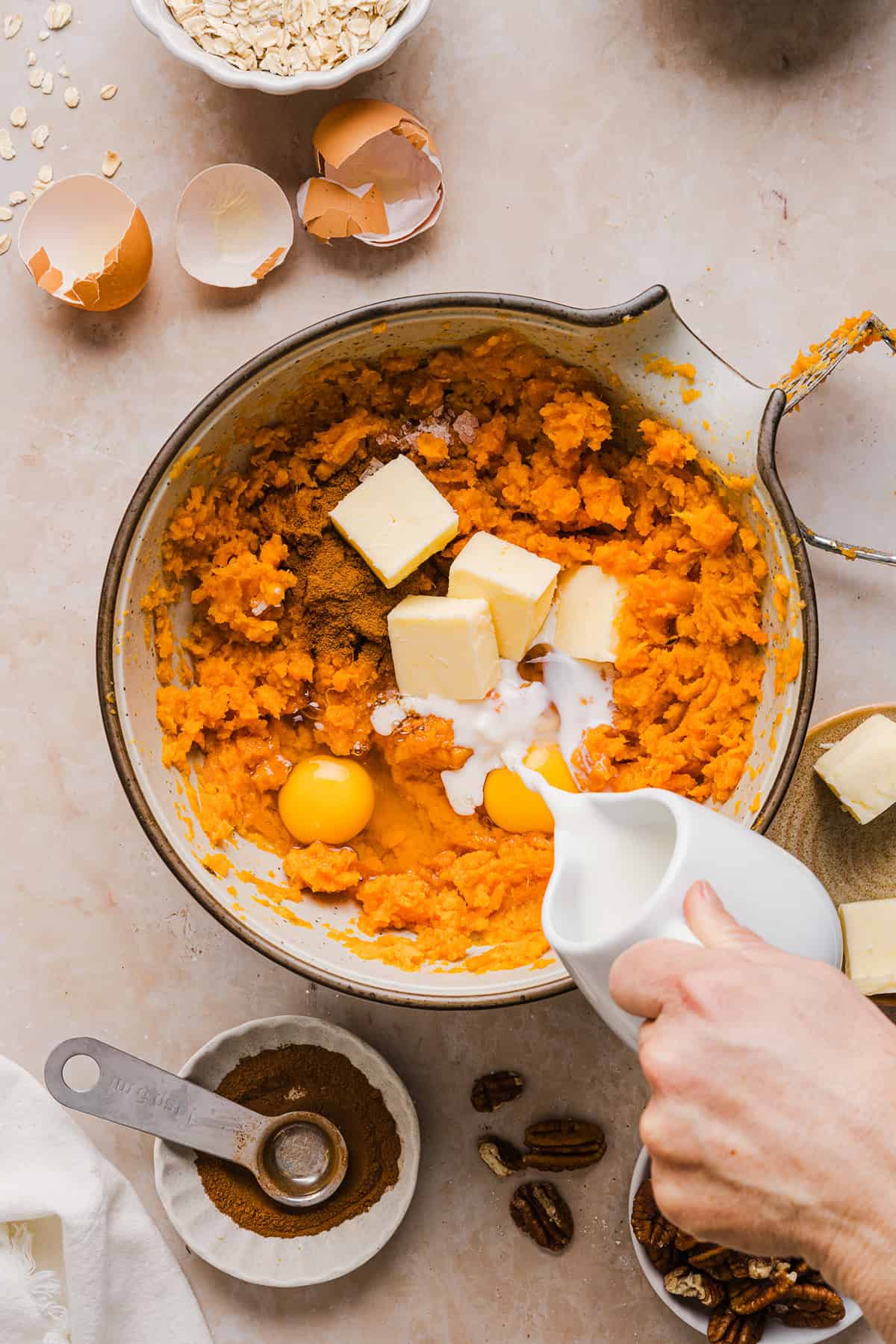 This Healthy Sweet Potato Casserole is a family favorite! A classic holiday side dish that tastes just as delicious as traditional sweet potatoes, but without any refined sugar and a wholesome pecan streusel topping!