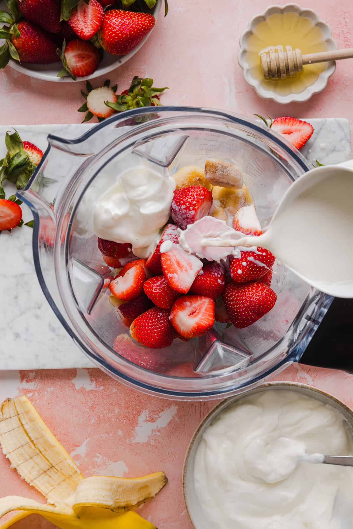 This Strawberry Banana Smoothie is creamy, naturally sweet, and made with simple, healthy ingredients. Easily made in just 5 minutes for the perfect breakfast or a quick snack!