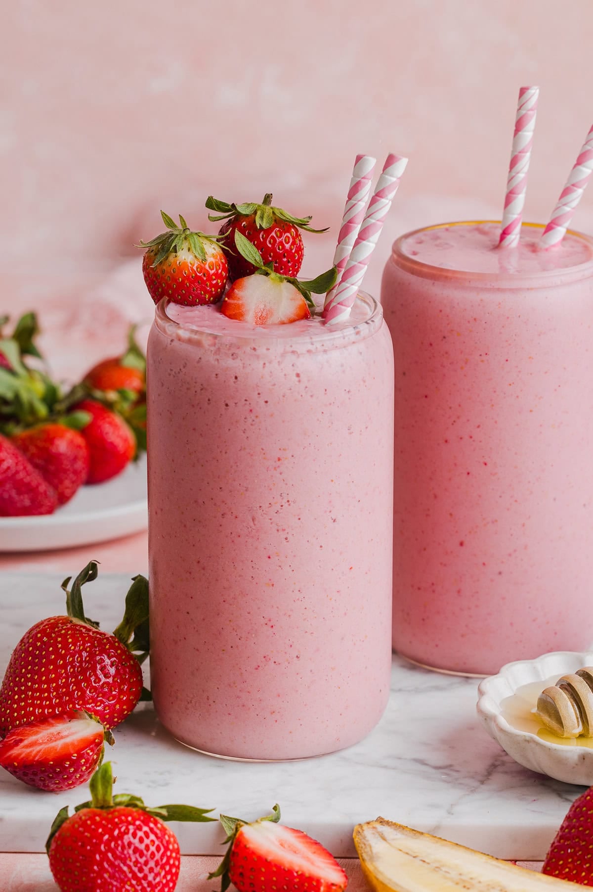 This Strawberry Banana Smoothie is creamy, naturally sweet, and made with simple, healthy ingredients. Easily made in just 5 minutes for the perfect breakfast or a quick snack!